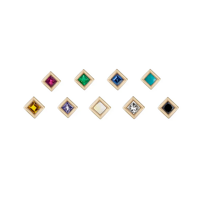 MÉTIER FLAT BACK MINI CLAW SET BEZEL PRINCESS STUD  EARRING