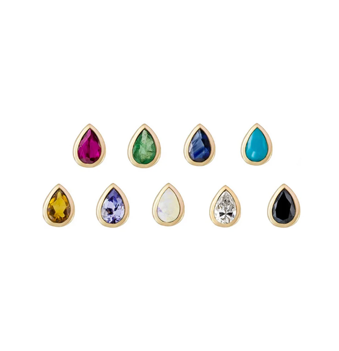 MÉTIER FLAT BACK MINI CLAW SET BEZEL PEAR STUD EARRING