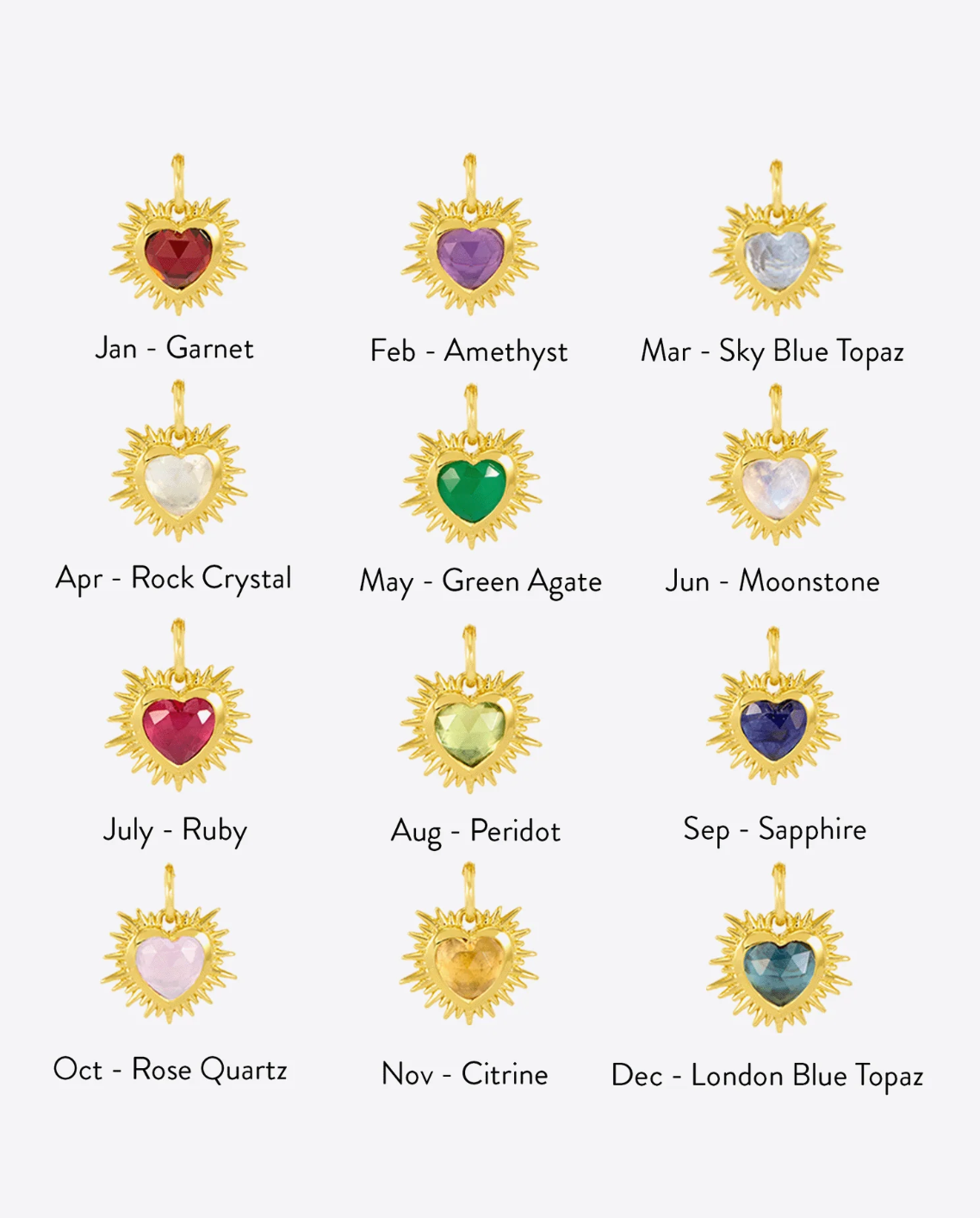 RACHEL JACKSON GOLD BIRTHSTONE HEART AMULET CHARM