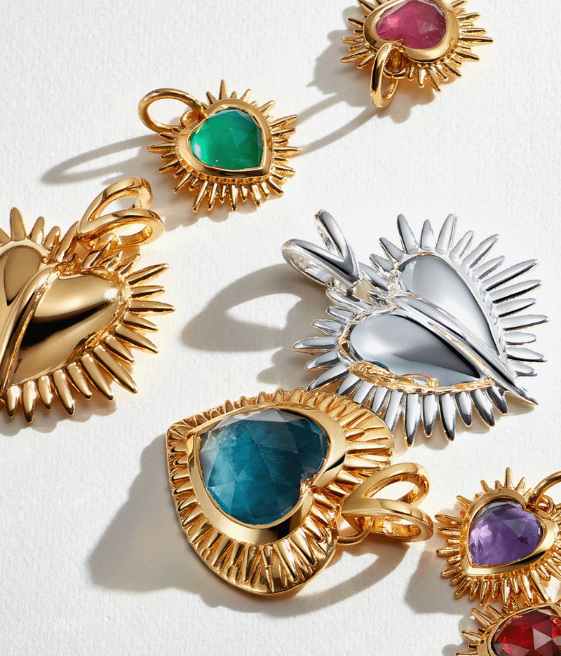 RACHEL JACKSON SILVER BIRTHSTONE HEART AMULET CHARM