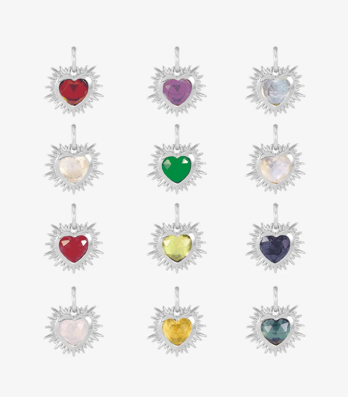 RACHEL JACKSON SILVER BIRTHSTONE HEART AMULET CHARM