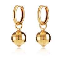 SCREAM PRETTY DISCO BALL CHARM HOOP EARRINGS