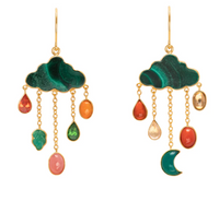 GRAINNE MORTON DARK GREEN CLOUD & RAIN CHAIN DROP EARRINGS