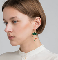 GRAINNE MORTON DARK GREEN CLOUD & RAIN CHAIN DROP EARRINGS