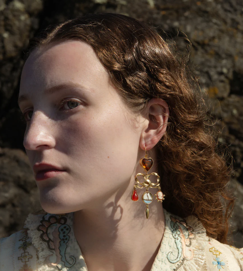 GRAINNE MORTON BOW CHARM BALANCE DROP EARRINGS