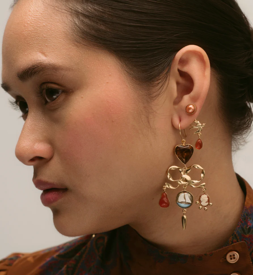 GRAINNE MORTON BOW CHARM BALANCE DROP EARRINGS