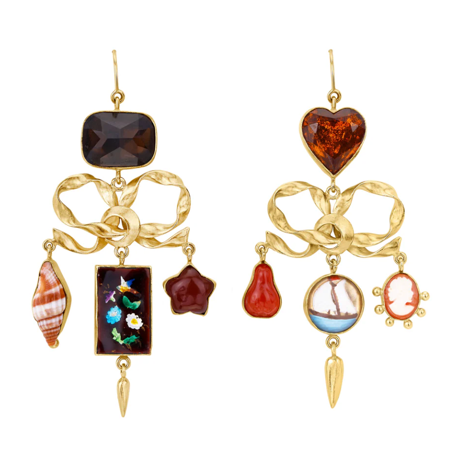 GRAINNE MORTON BOW CHARM BALANCE DROP EARRINGS