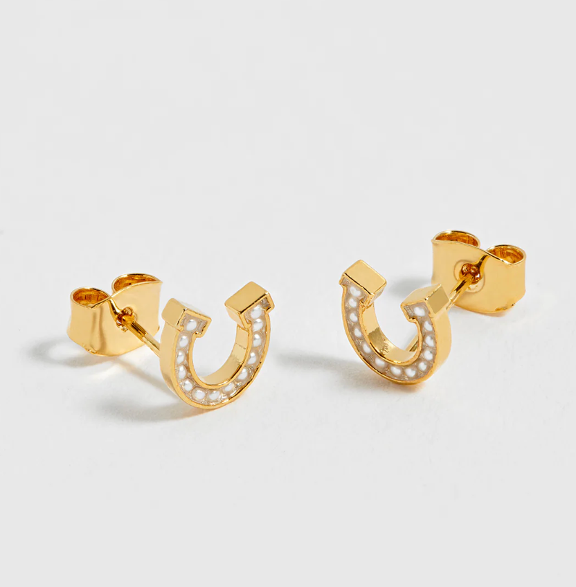 ESTELLA BARTLETT PEARL HORSESHOE STUD EARRINGS