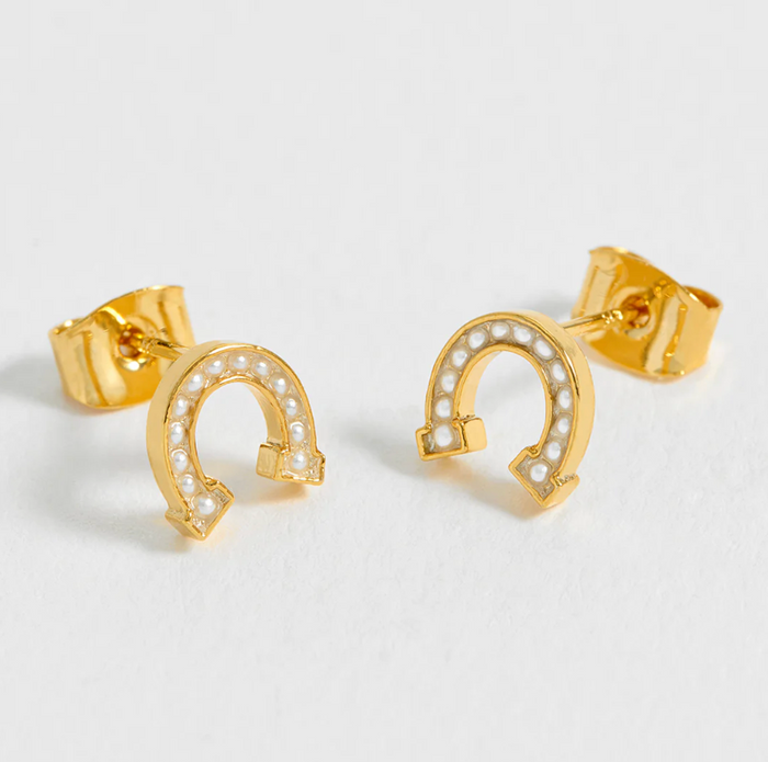 ESTELLA BARTLETT PEARL HORSESHOE STUD EARRINGS