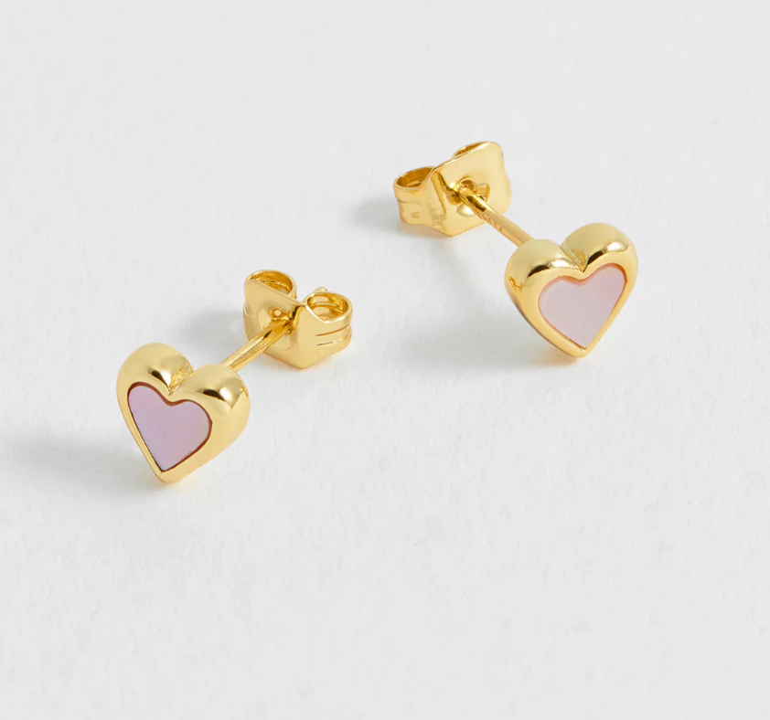 ESTELLA BARTLETT PINK PEARL HEART STUD EARRINGS