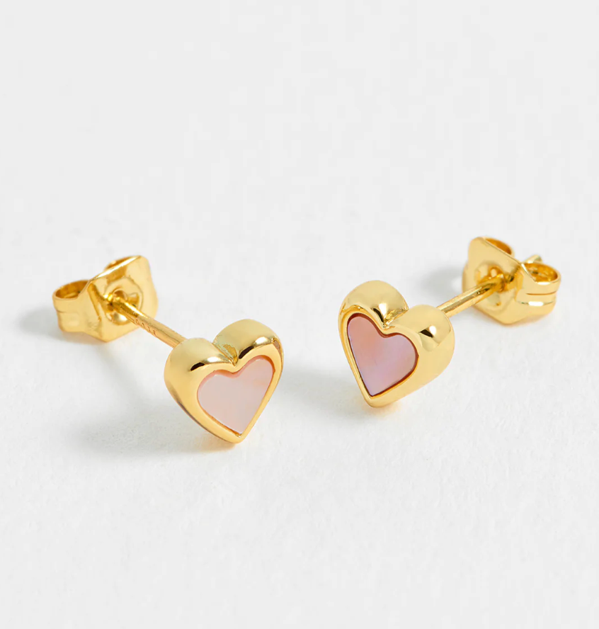 ESTELLA BARTLETT PINK PEARL HEART STUD EARRINGS