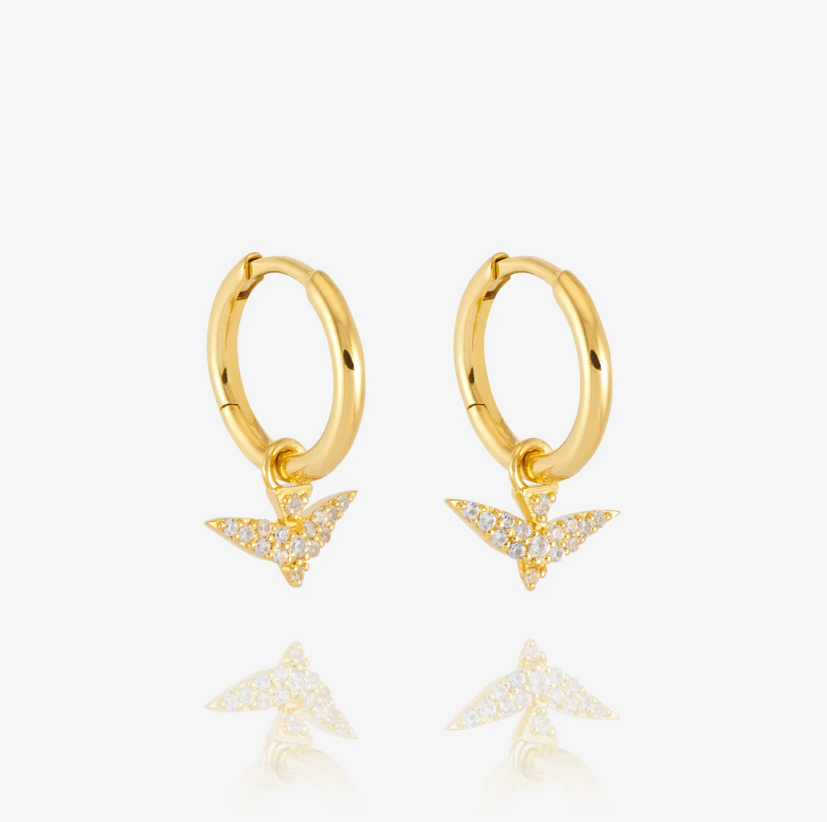 RACHEL JACKSON DREAMER PAVE BIRD HUGGIE HOOP EARRINGS