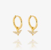 RACHEL JACKSON DREAMER PAVE BIRD HUGGIE HOOP EARRINGS