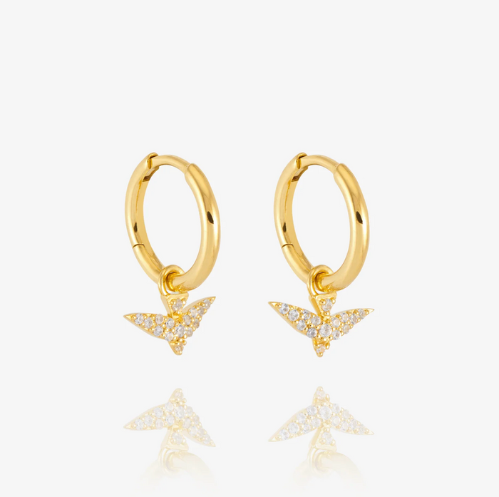 RACHEL JACKSON DREAMER PAVE BIRD HUGGIE HOOP EARRINGS