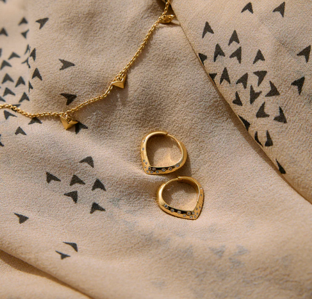 RACHEL JACKSON LARGE IMAGINE WHITE SAPPHIRE HUGGIE HOOP EARRINGS