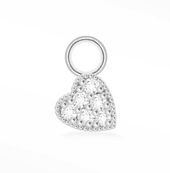 STERLING SILVER MOISSANITE HEART WELDING CHARM