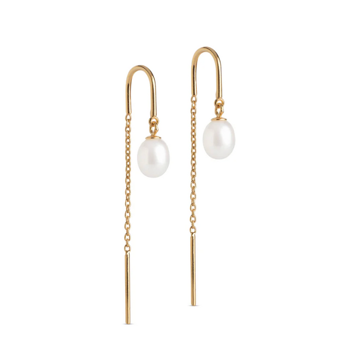 ENAMEL COPENHAGEN ELEANOR PEARL HOOP EARRINGS