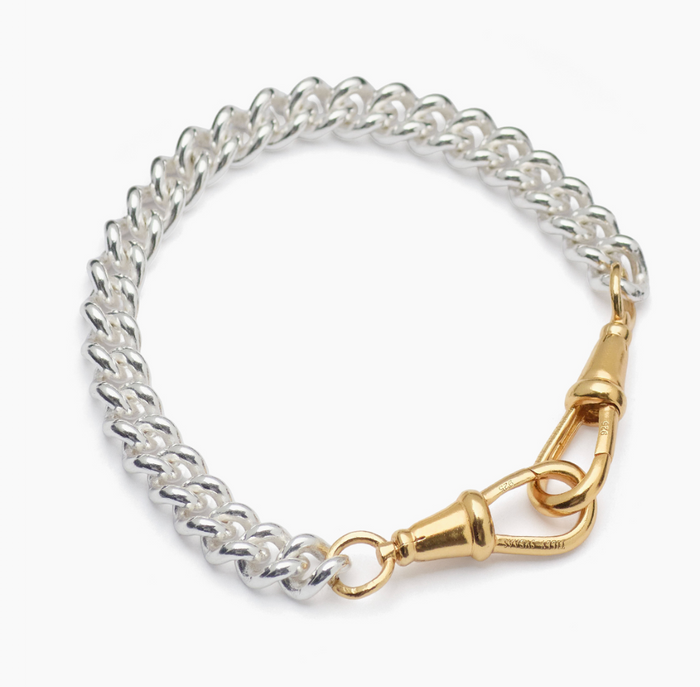 TILLY SVEAAS MEDIUM SILVER AND GOLD CURB CLIPT BRACELET