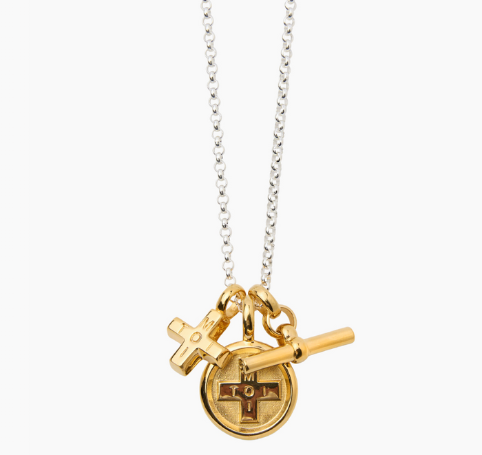 TILLY SVEAAS MIXED METAL MOI + TOI CLUSTER NECKLACE
