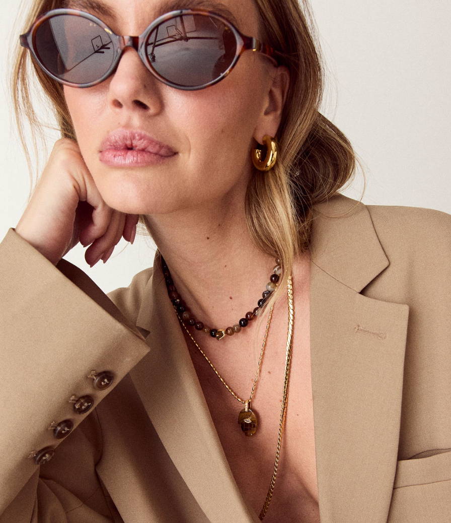 TALIS CHAINS PROTECTIVE HAND TIGERS EYE PENDANT NECKLACE