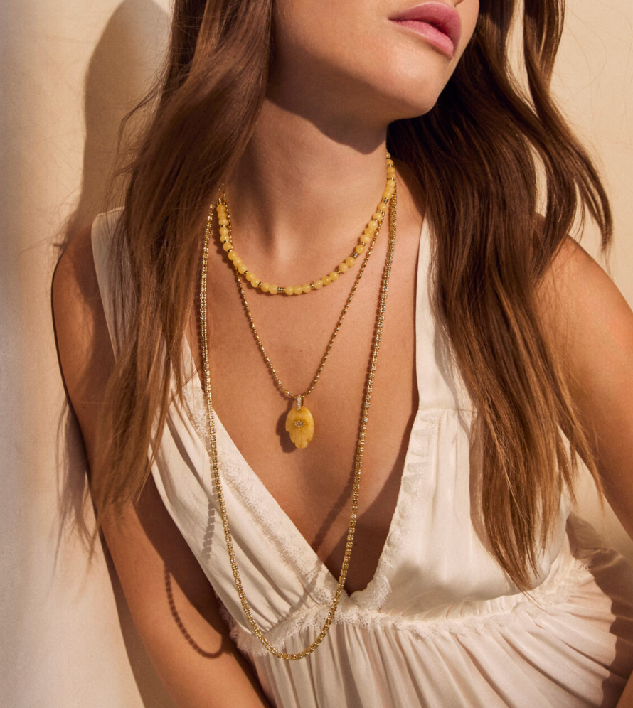 TALIS CHAINS PROTECTIVE HAND YELLOW JADE PENDANT NECKLACE