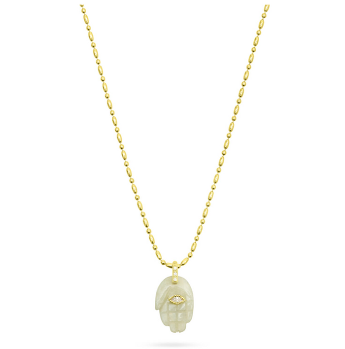 TALIS CHAINS PROTECTIVE HAND LABRADORITE PENDANT NECKLACE