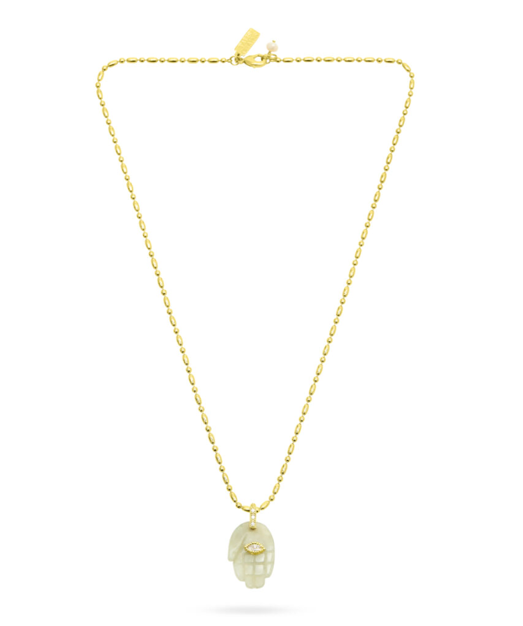 TALIS CHAINS PROTECTIVE HAND LABRADORITE PENDANT NECKLACE