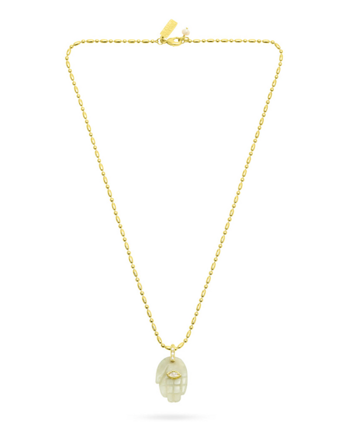 TALIS CHAINS PROTECTIVE HAND LABRADORITE PENDANT NECKLACE