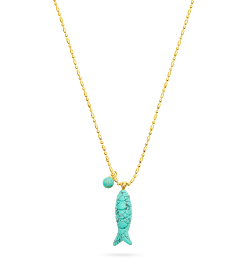 TALIS CHAINS HAPPY FISH TURQUOISE PENDANT NECKLACE