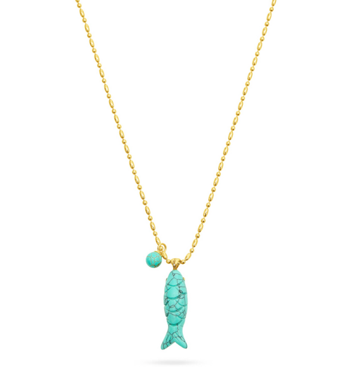 TALIS CHAINS HAPPY FISH TURQUOISE PENDANT NECKLACE