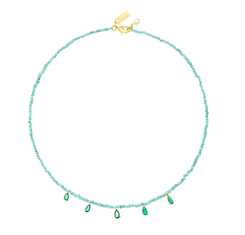 TALIS CHAINS BEADED TURQUOISE NECKLACE WITH CZ DROPS