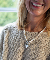 CLAUDIA BRADBY SIGNATURE HEART PEARL NECKLACE