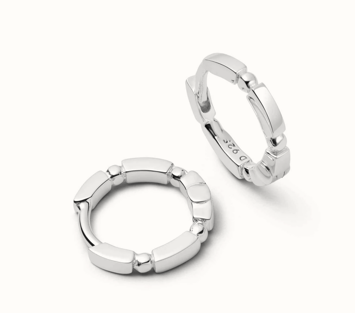 DAISY LONDON BAR + BALL HUGGIE HOOP EARRINGS
