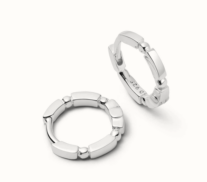 DAISY LONDON BAR + BALL HUGGIE HOOP EARRINGS