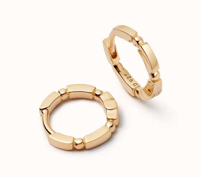 DAISY LONDON BAR + BALL HUGGIE HOOP EARRINGS