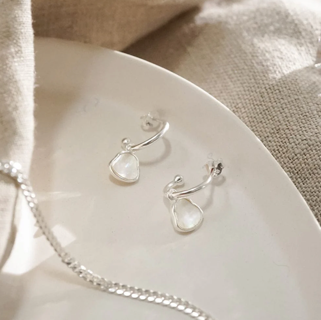 DAISY LONDON MOTHER OF PEARL DROP EARRINGS