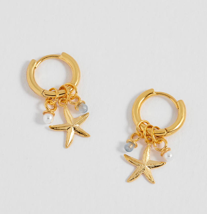 ESTELLA BARTLETT STARFISH CHARM HUGGIE HOOP EARRINGS