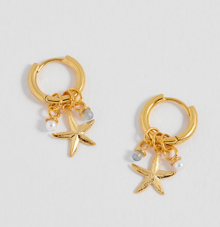 ESTELLA BARTLETT STARFISH CHARM HUGGIE HOOP EARRINGS