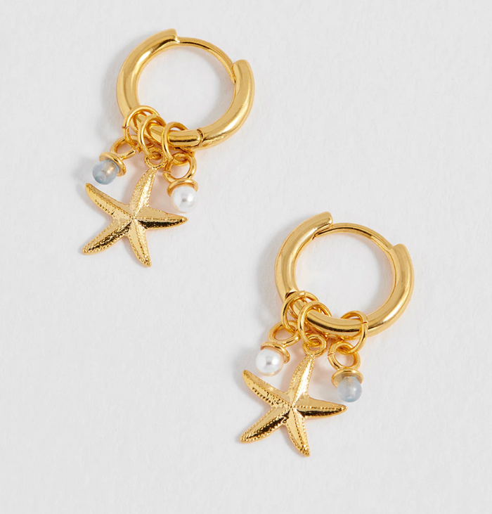 ESTELLA BARTLETT STARFISH CHARM HUGGIE HOOP EARRINGS