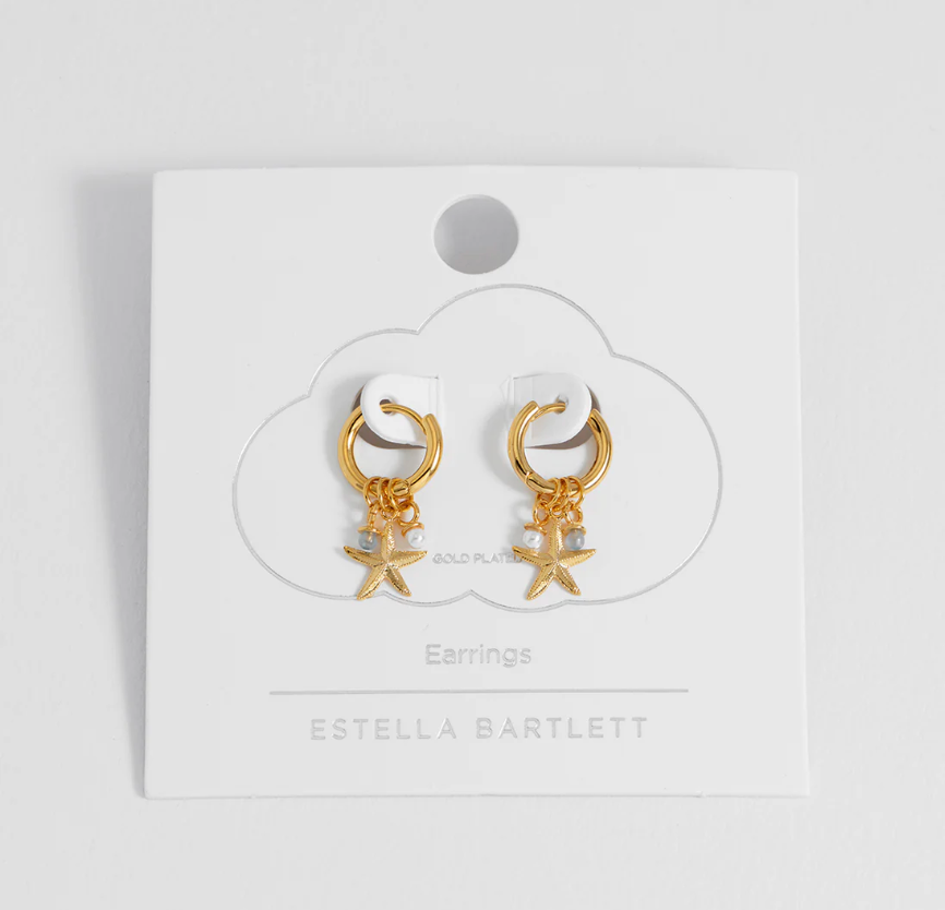 ESTELLA BARTLETT STARFISH CHARM HUGGIE HOOP EARRINGS