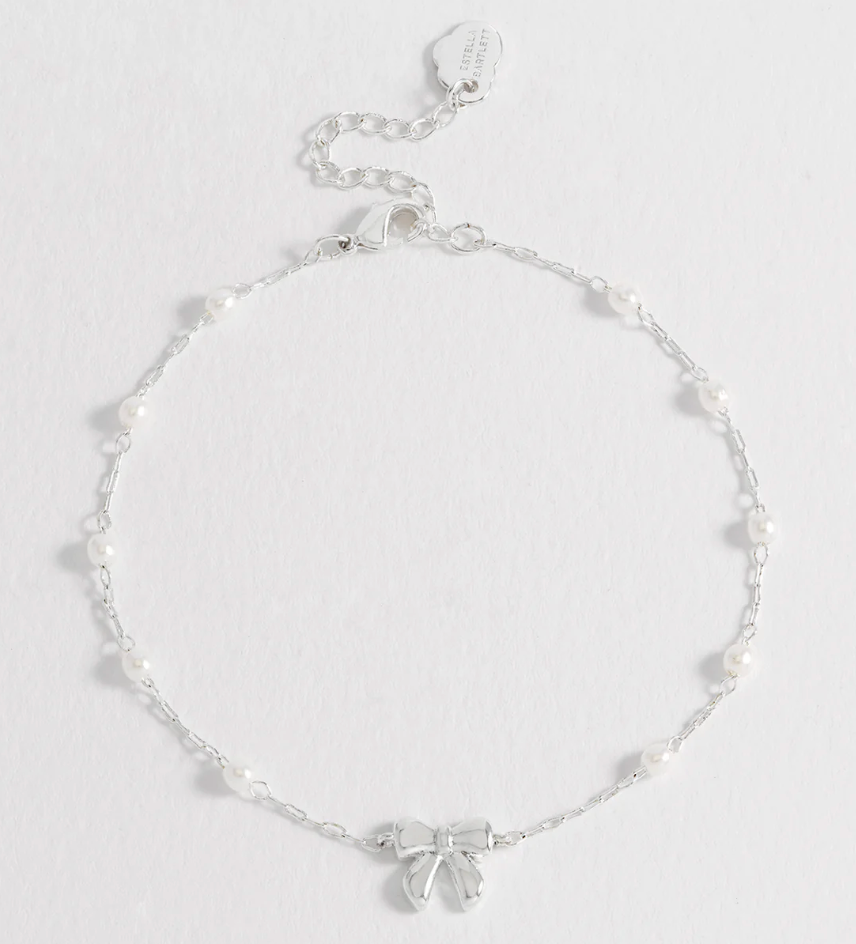 ESTELLA BARTLETT PEARL BOW BEADED CHAIN BRACELET