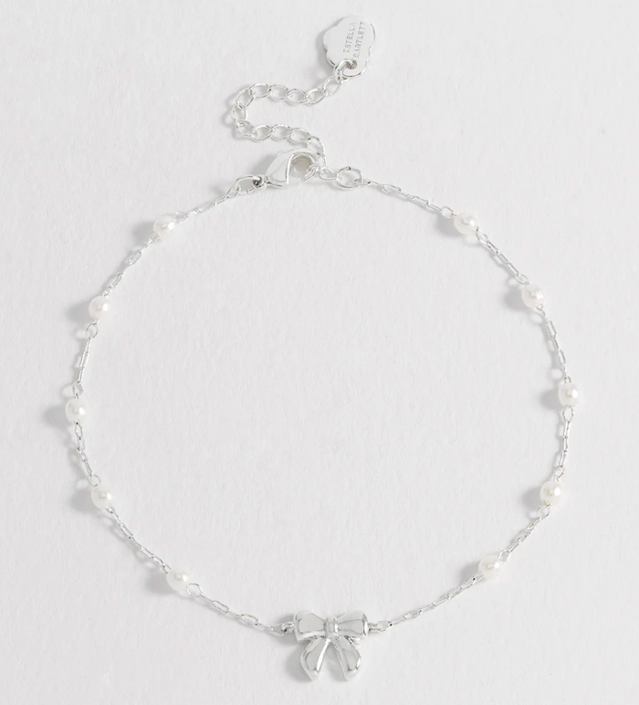 ESTELLA BARTLETT PEARL BOW BEADED CHAIN BRACELET