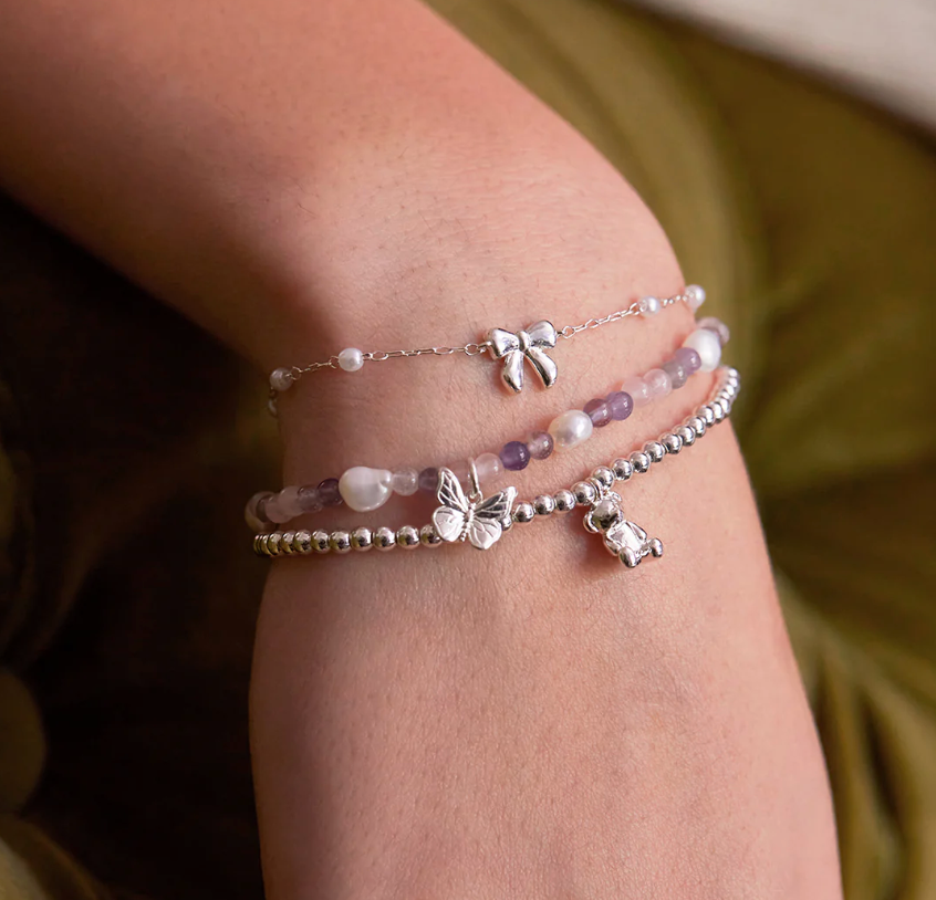 ESTELLA BARTLETT PEARL BOW BEADED CHAIN BRACELET