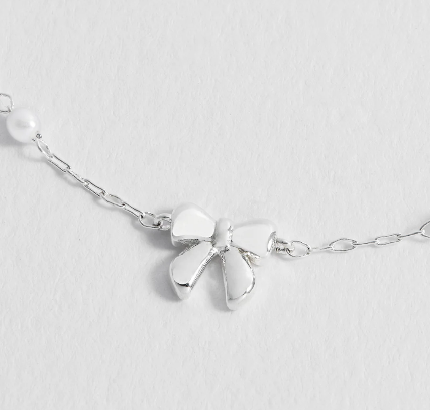 ESTELLA BARTLETT PEARL BOW BEADED CHAIN BRACELET