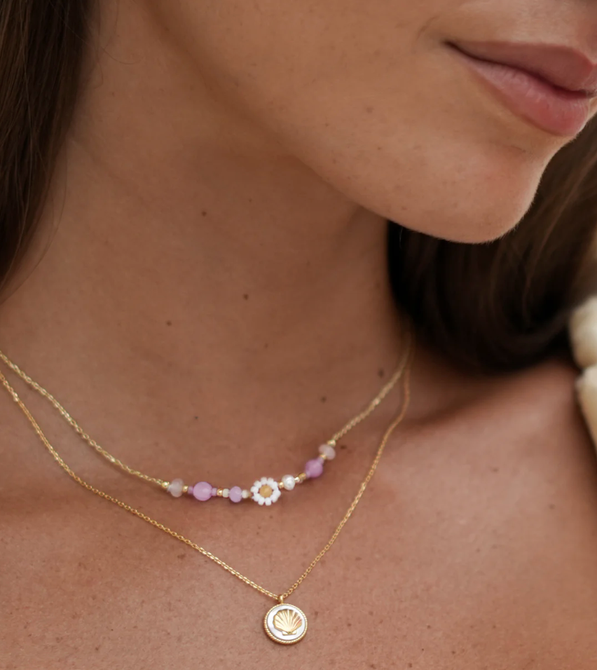 ESTELLA BARTLETT MOTHER OF PEARL SEASHELL COIN NECKLACE