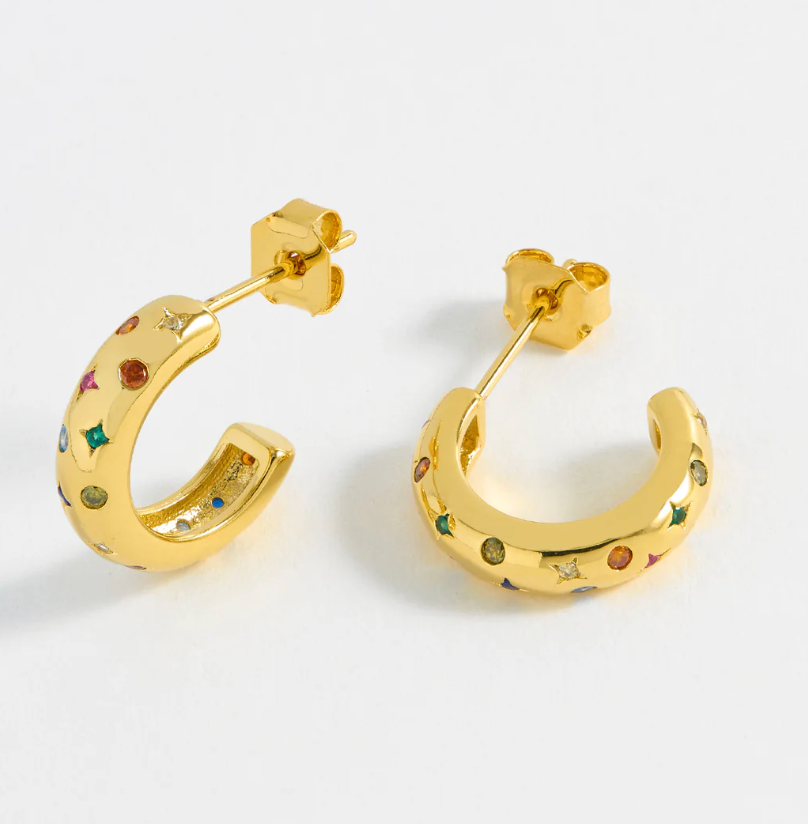 ESTELLA BARTLETT CHUBBY RAINBOW CELESTIAL HOOP EARRINGS