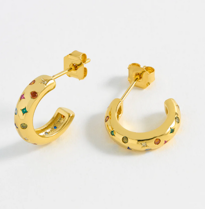 ESTELLA BARTLETT CHUBBY RAINBOW CELESTIAL HOOP EARRINGS