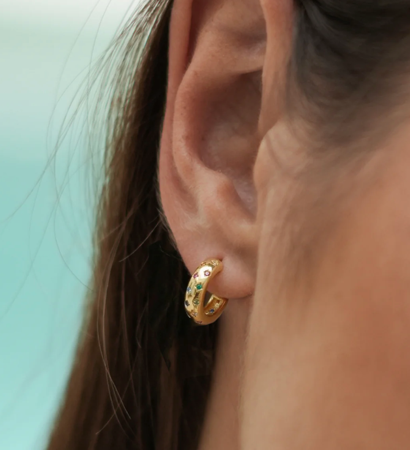 ESTELLA BARTLETT CHUBBY RAINBOW CELESTIAL HOOP EARRINGS