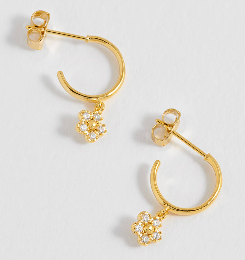 ESTELLA BARTLETT CZ FLOWER HOOP EARRINGS