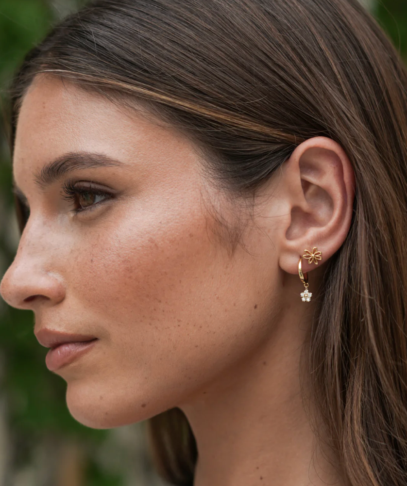 ESTELLA BARTLETT CZ FLOWER HOOP EARRINGS